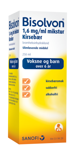 Bisolvon 1,6 mg/ml mikstur kirsebær 250 ml Bisolvon 1,6 mg/ml mikstur kirsebær 250 ml