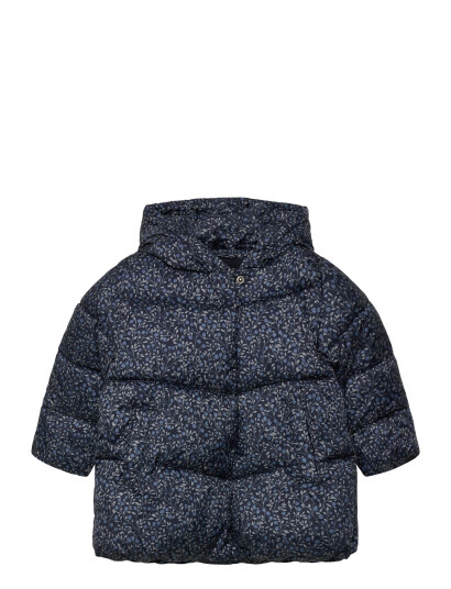 Mango Long Padded Floral Anorak - Navy - 2-3