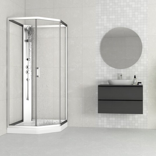 CELESTE NOVELLO DUSJKABINETT M/SLAGDØR 90X90X205 CM M/SIKKERHETSFOLIE SATIN