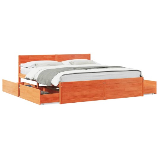  Sengeramme uten madrass voksbrun 180x200 cm heltre furu 8721102672392