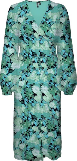 Vero Moda Maxikjole vmSmilla LS V neck Ankle Dress Wvn Svart