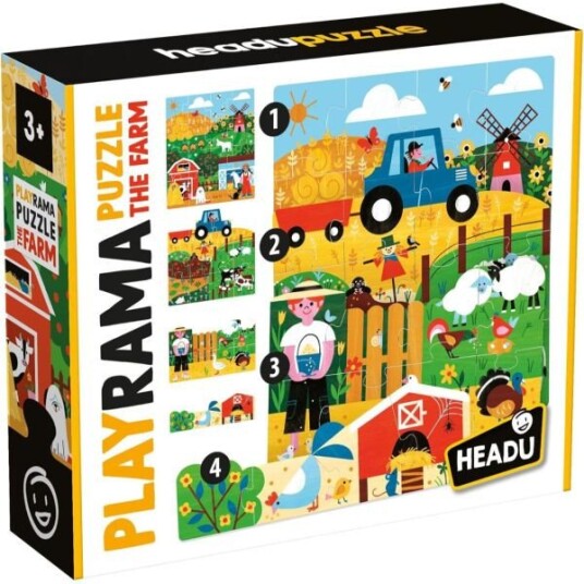 Headu Playrama 4 i 1 Puslespill 3+Ã¥r BondegÃ¥rden