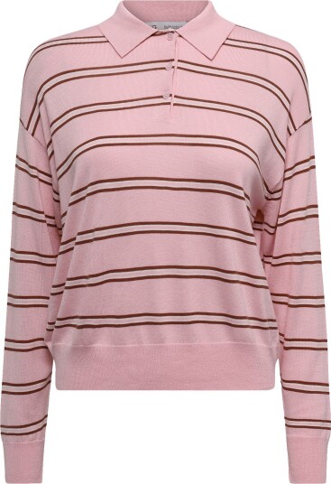 Mango Striped Polo Neck Sweater Pink M