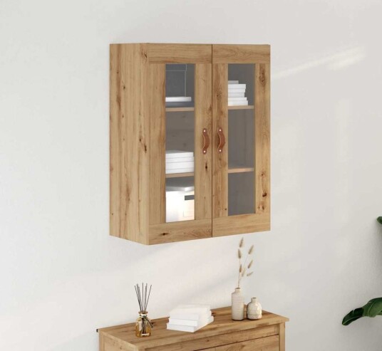 Vegghengt skap med glassdører Artisan Eik 69,5x34x90 cm