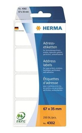 HERMA address fanfold labels - 250 pcs. - 67 x 35 mm