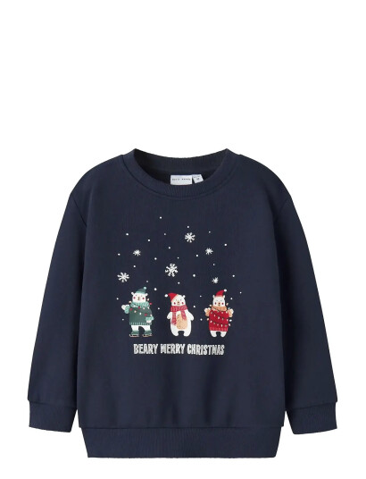 name it Nmmvismas Ls Nreg Sweat Bru Navy 98