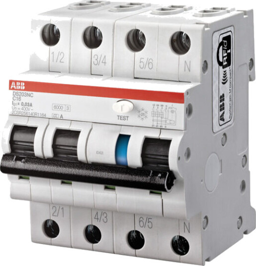 ABB Jordfeilautomat 3p C 32A DS203NC C32/30mA 230V-IT ABB - 1623962