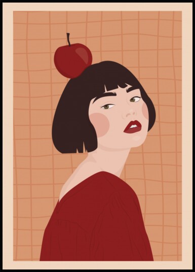 Confident Woman with Apple Plakat / 70x100 Confident Woman with Apple Plakat / 70x100