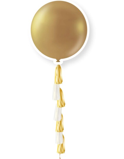 91 cm Gullfarget Metallisk Ballong med Ballonghale