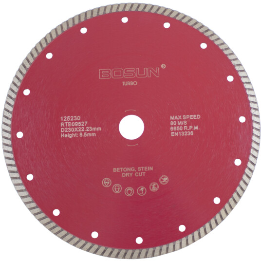BOSUN DIAMANTBLAD TURBO 230/22.2 MM RØD