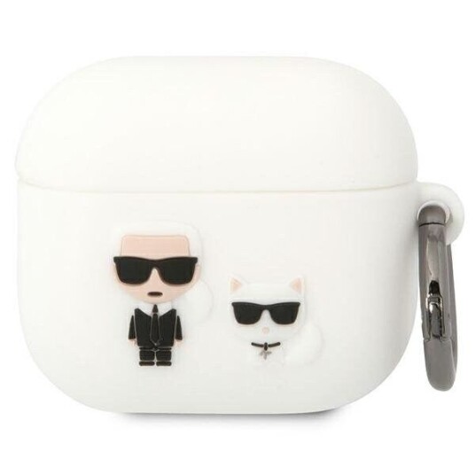 Karl Lagerfeld Klaca3silkcw Airpods 3 Deksel Hvit/Hvit Silikon Karl & Choupette