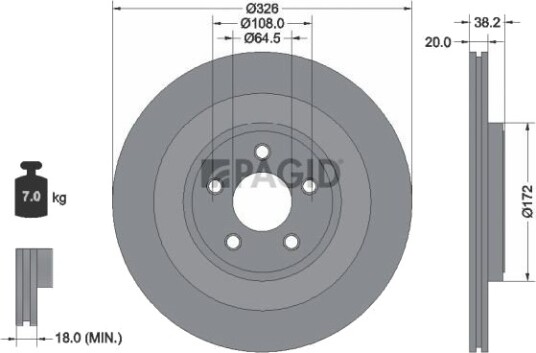 PAGID 54780NHC Bremseskive PAGID 54780NHC Bremseskive