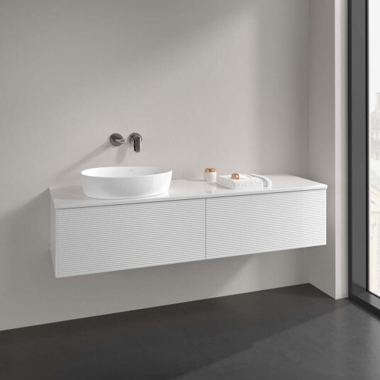 Villeroy & Boch Antao Servantskap med 2 skuffer 160x50x36 cm m/lys Hvit Høyglans Villeroy & Boch Antao Servantskap med 2 skuffer 160x50x36 cm m/lys Hvit Høyglans