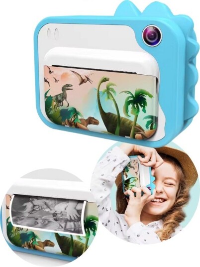 Polaroidkamera 3i1 med filmruller, tusjer og mer blå