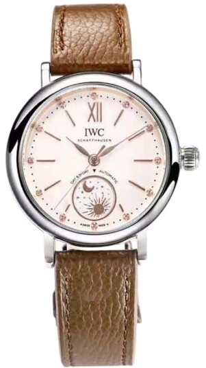 IWC Dameklokke IW459801 Portofino Sølvfarget/Lær Ø34 mm