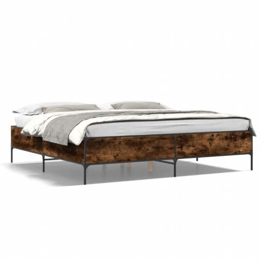  Sengeramme røkt eik 200x200 cm konstruert tre og metall 8721102609695