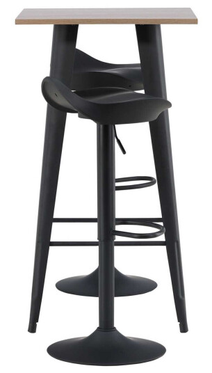Venture Design Tempe & Adesto bargruppe Svart/valnøtt 2 stoler & bord 60 x 60 cm