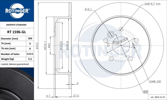 Bremseskive ROTINGER RT 1596-GL