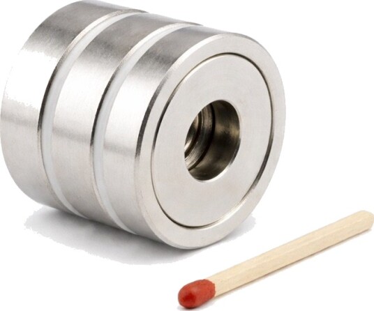 Potmagnet Ø32×8 mm – stålhus 35 kg bolthull Ø6 mm Potmagnet Ø32×8 mm – stålhus 35 kg bolthull Ø6 mm