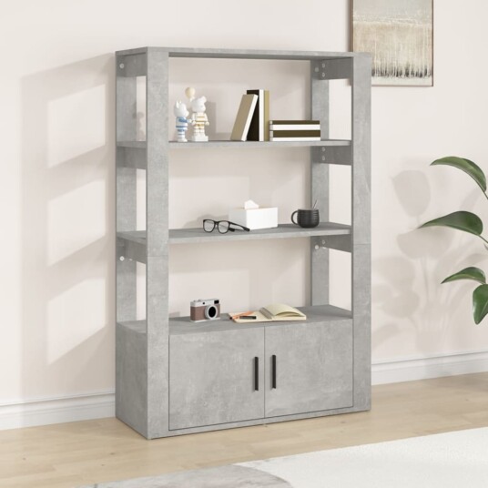 vidaXL Skjenk betonggrå 80x30x119,5 cm konstruert tre vidaXL Skjenk betonggrå 80x30x119,5 cm konstruert tre