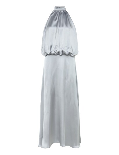 Gina Tricot Satin Halterneck Maxi Dress   Blue   40