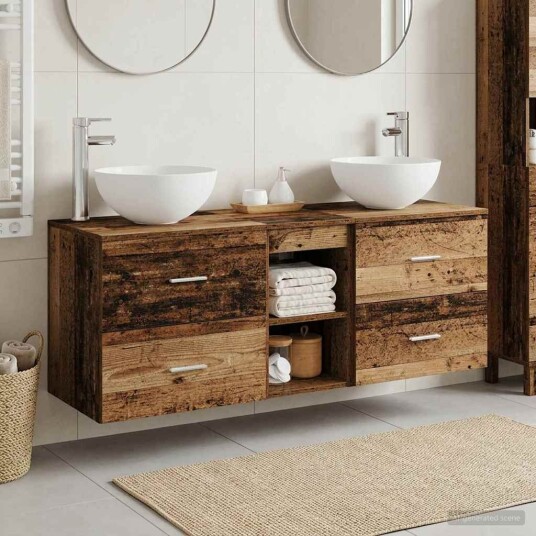 vidaXL Baderomsskapsett 3 stk. Gammelt tre 49,5 x 35 x 63 cm vidaXL Baderomsskapsett 3 stk. Gammelt tre 49,5 x 35 x 63 cm