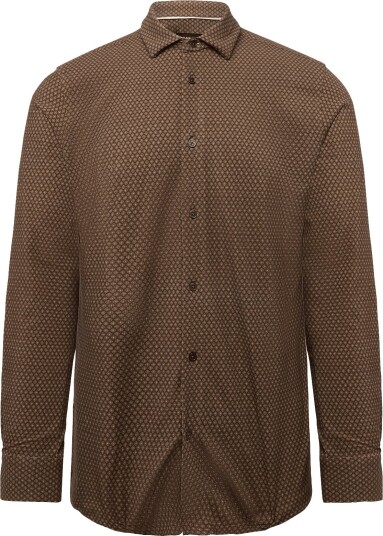 Clean Cut Copenhagen Emil Aop Stretch Shirt DARK BROWN/ECRU XXL