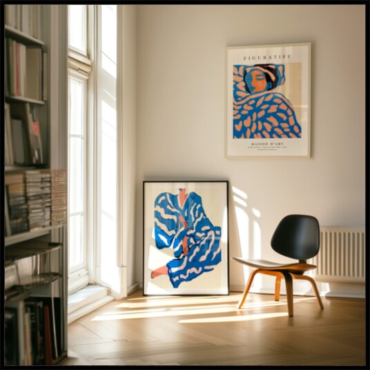 Abstract Artwork with Blue and Orange Strokes Plakat / 50x50