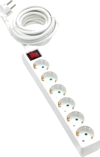Luxorparts 6-veis grenuttak med bryter - Hvit Luxorparts 6-veis grenuttak med bryter - Hvit
