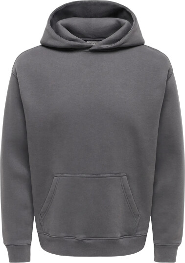 ONLY & SONS Onslarry Eflow Rlx Ls Wash Hoodie Sweat Grey XS