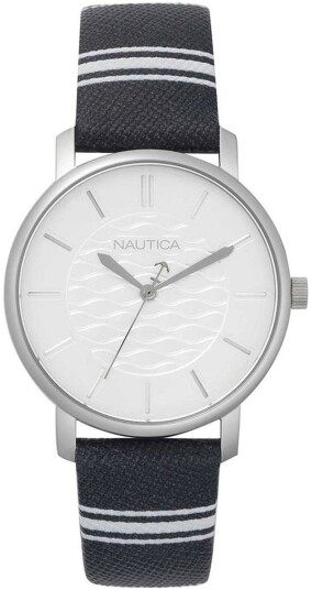 Nautica Dameklokke NAPCGS001 Hvit/Lær Ø36 mm