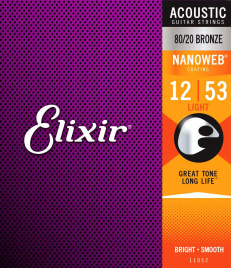 Elixir Nanoweb Bronze 80/20 gitarstrenger lett, 12-53 Elixir Nanoweb Bronze 80/20 gitarstrenger lett, 12-53