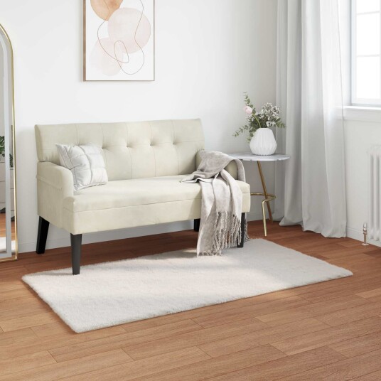 Kunstpels Kanin Teppe Olite Krem 80 x 150 cm Polyester