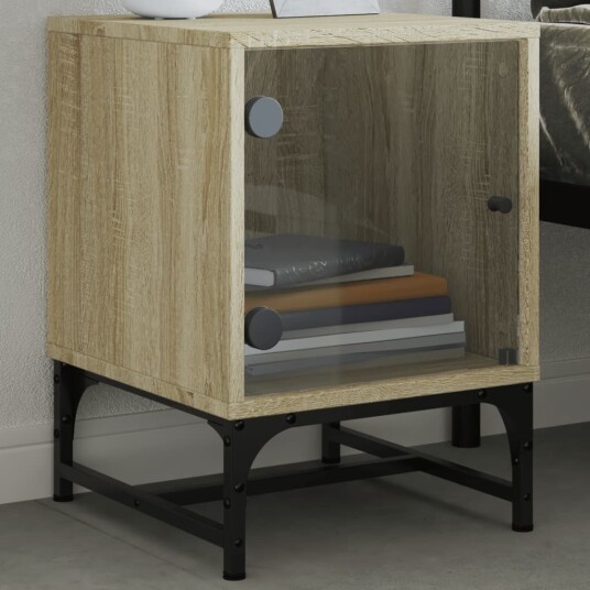 Nattskap med glassdører sonoma eik 35x37x50 cm 8721012214729