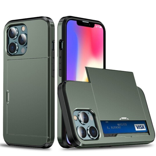 INCOVER iPhone 13 Mini Drop Proof Deksel m. Lommebok - Mørkegrønn INCOVER iPhone 13 Mini Drop Proof Deksel m. Lommebok - Mørkegrønn