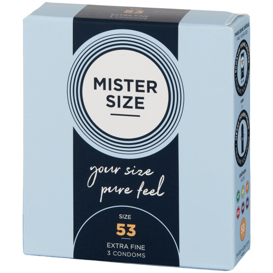 Mister Size PureFeel Kondomer 3 stk      - Klar - 53 mm