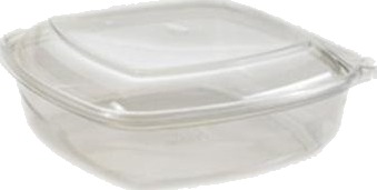 Plastbakke Squarepac 750 Ml 179X174x50 Mm Hængslet Låg Apet Klar,4 Pk X 75 Stk/Krt