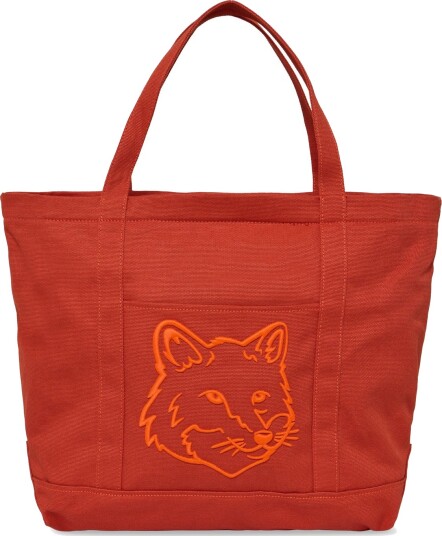 Maison Kitsune Bold Fox Head Large Tote Bag Red ONE SIZE Maison Kitsune Bold Fox Head Large Tote Bag Red ONE SIZE