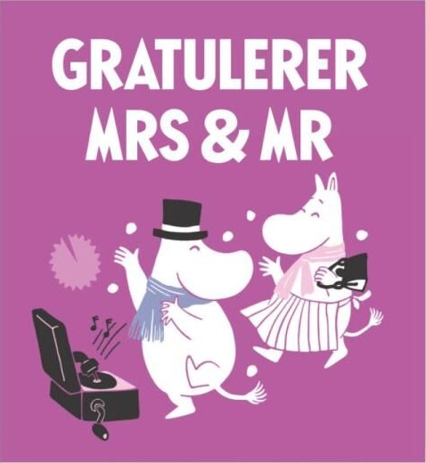 Moomin Mummi kort dobbelt Gratulerer mrs og mr lilla