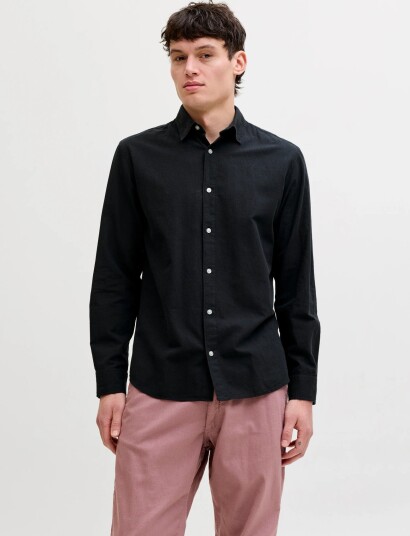 Jack & Jones Jjebreeze Linen Blend Shirt L/S Sn Black S