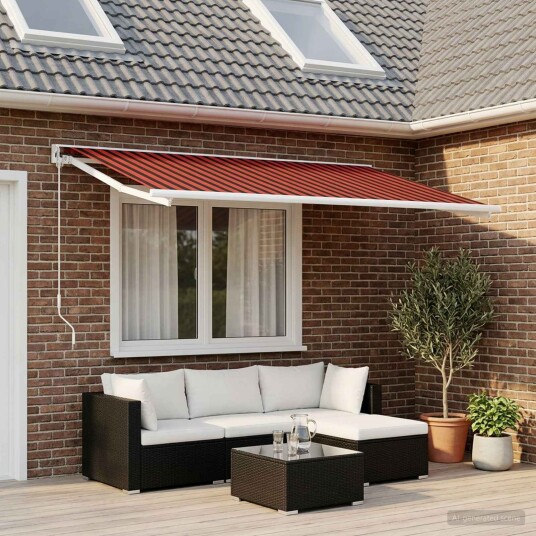 vidaXL Reserveduk til markise oransje og brun 450 × 350 cm Polyester