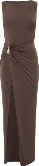 Bardot Reed Gold Detail Maxi Dress Brown S