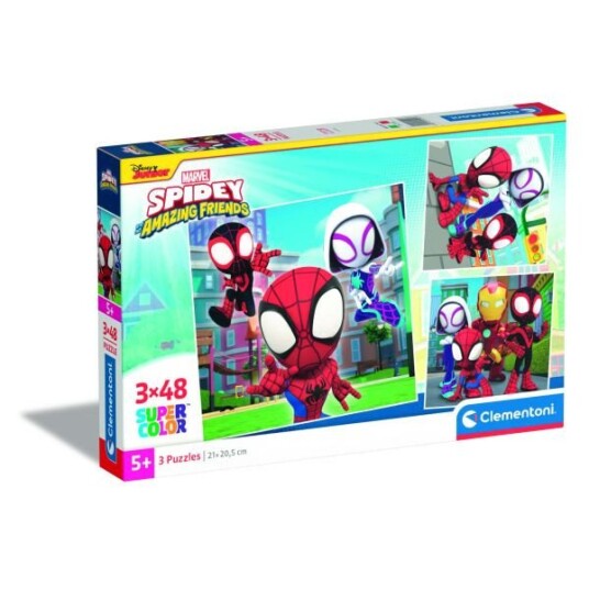 Clementoni SuperColor Puslespill 3x48 Brikker Spidey and His Amazing Friends