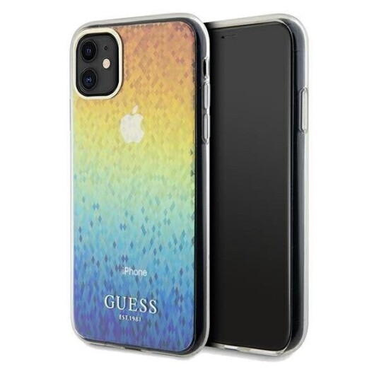 Originalt Frontpaneldeksel Guess Guhcn61hdecmi For Iphone 11 (Iml Fasettert Speil / Disco Rainbow)