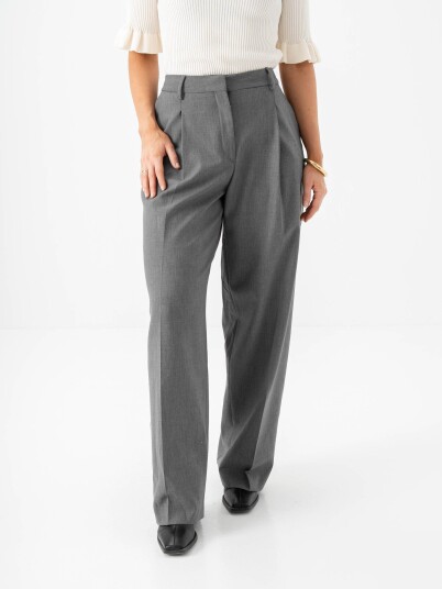 Selected Femme Wide Rita Lano Mid Waist Pant Grå 36/32