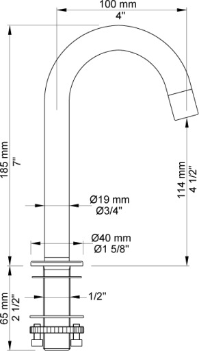 VOLA 090B 20 Børstet krom