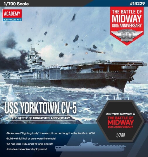 Academy Yorktown CV-5 Operation Midway Modellski Byggesett 1:700