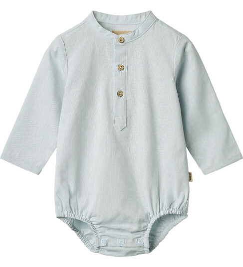 Wheat romper shirt Victor – light blue chambray 80