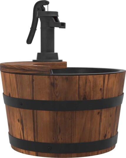 vidaXL Vannfontene med pumpe 28x28x34,5 cm heltre gran