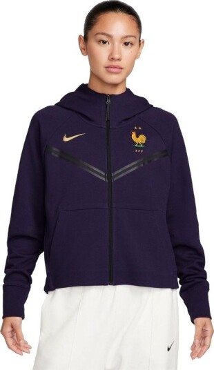 Frankrike Hettegenser NSW Tech Fleece FZ   Svartblå/Gull Kvinner   Nike størrelse X Large